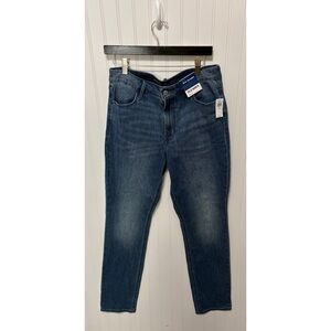 OLD NAVY Wow Straight High Rise Denim Blue Jeans Womens Size 12 Long 33" Inseam